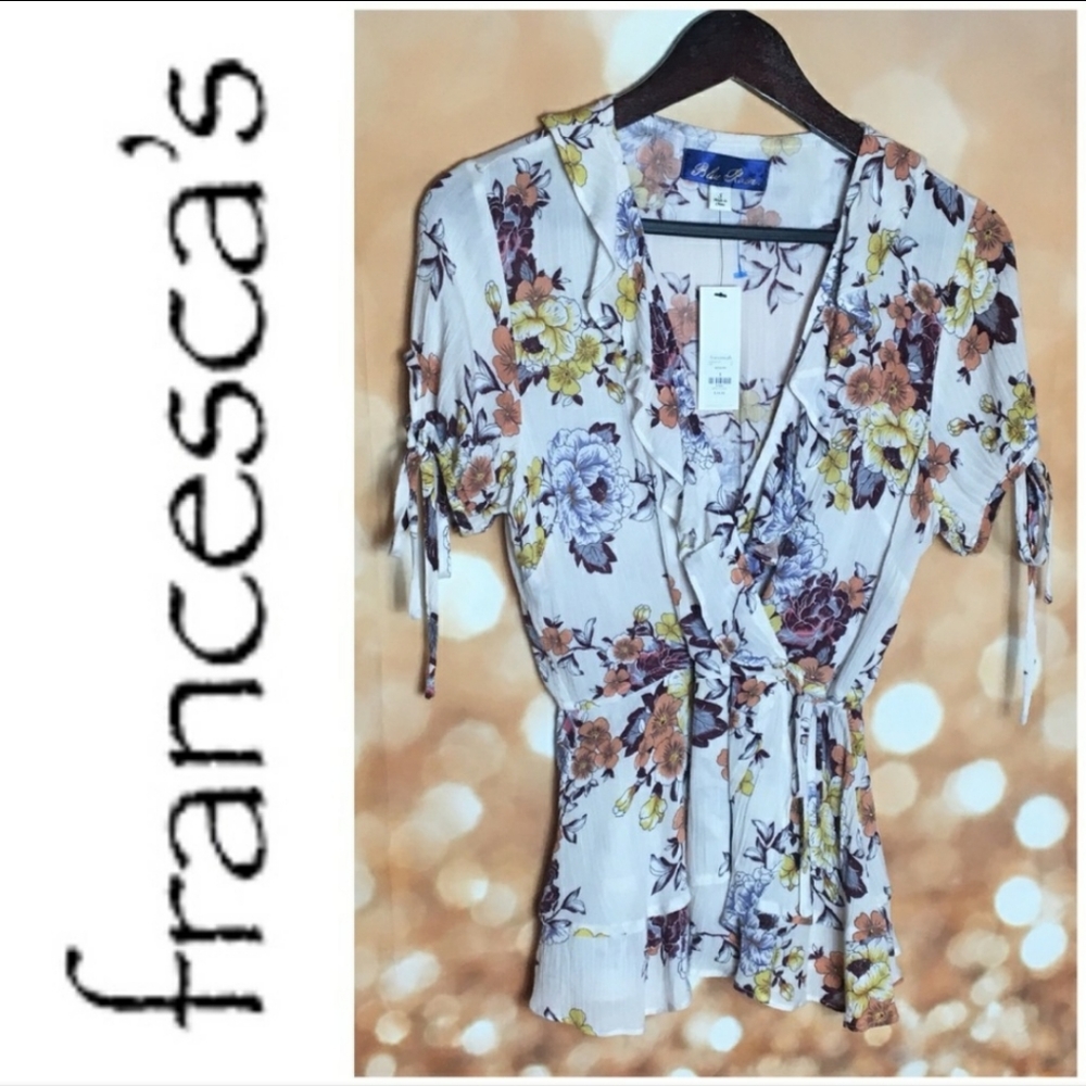NWT Blue Rain Franchesca’s Tie Front Ruffle Top